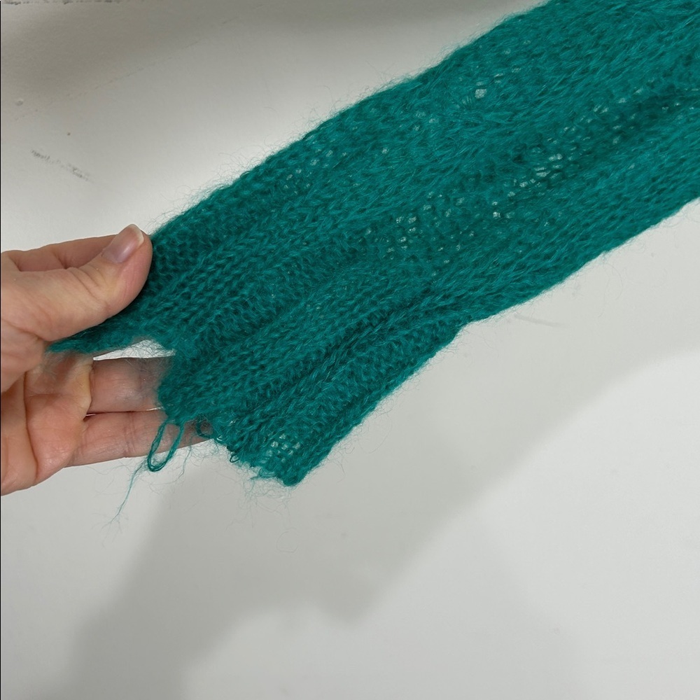 BY ANTHROPOLOGIE Posey Stitched Distressed Wool Blend SweaterGreen Size Small - Picture 13 of 16